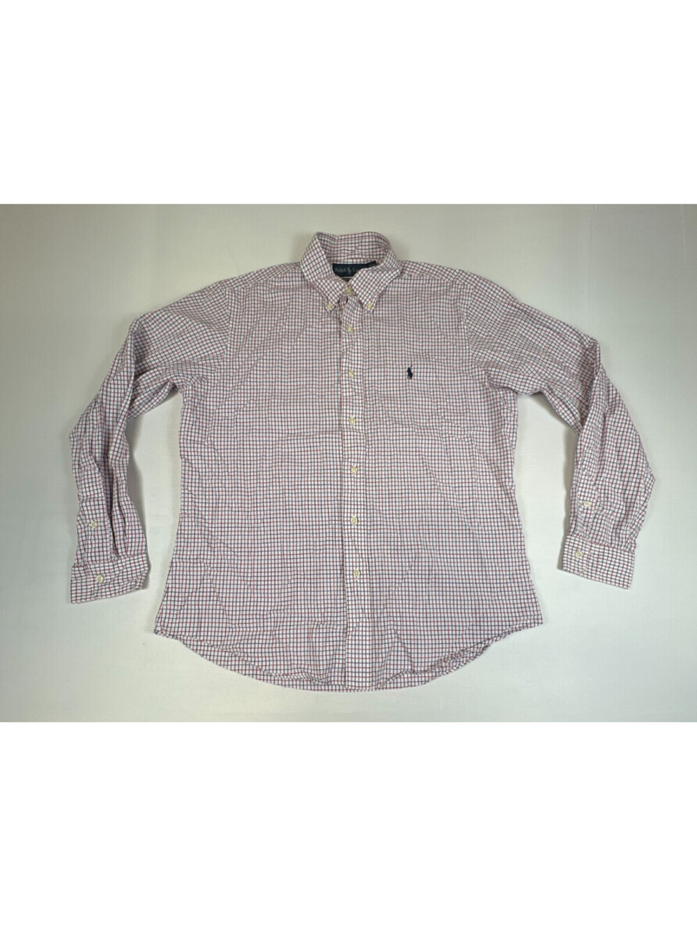 Ralph Lauren Mens Large Custom Fit Plaid Button Down Shirt Long Sleeve Cotton